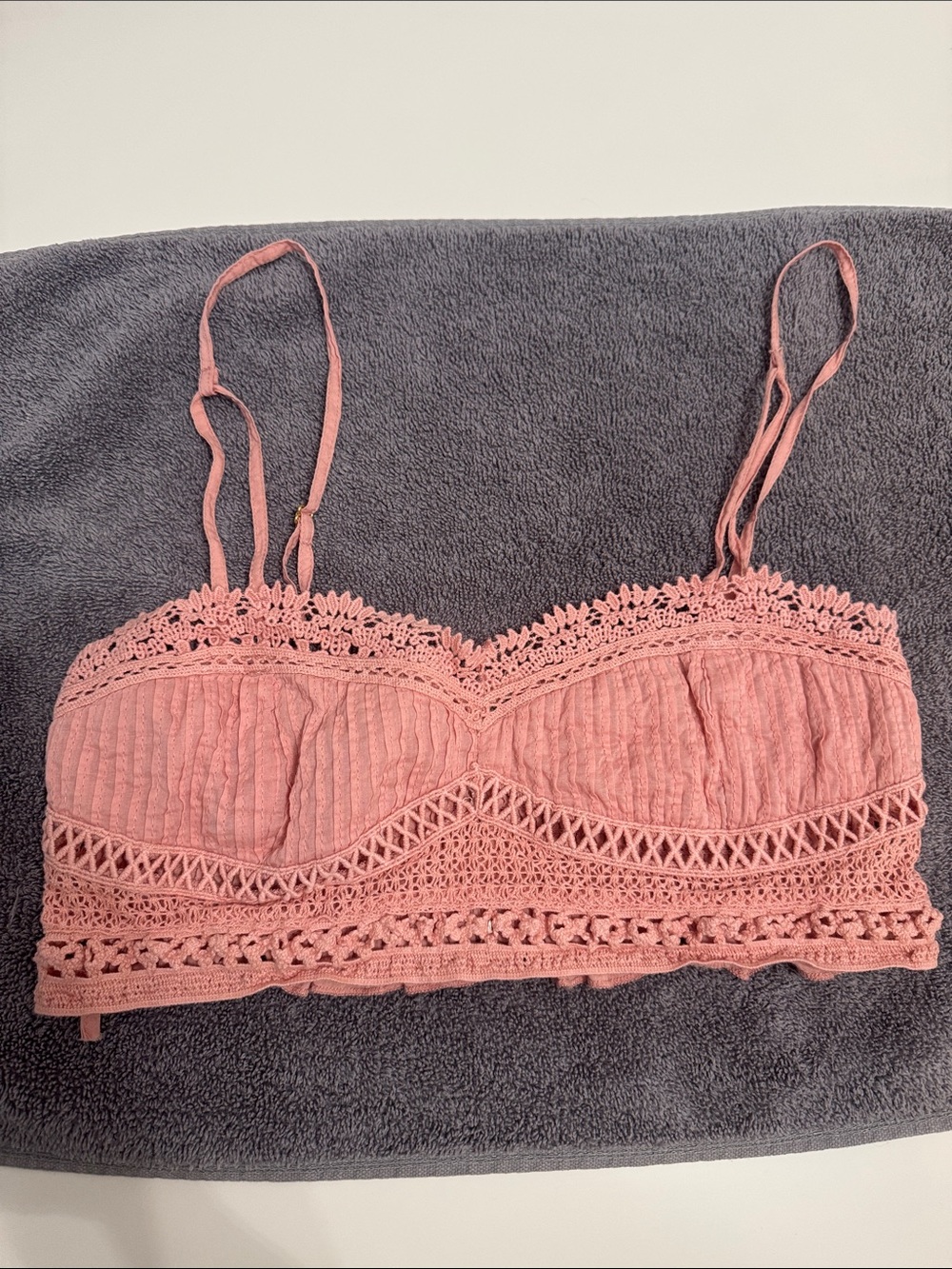 Free People Crochet Trim Pink Bralette